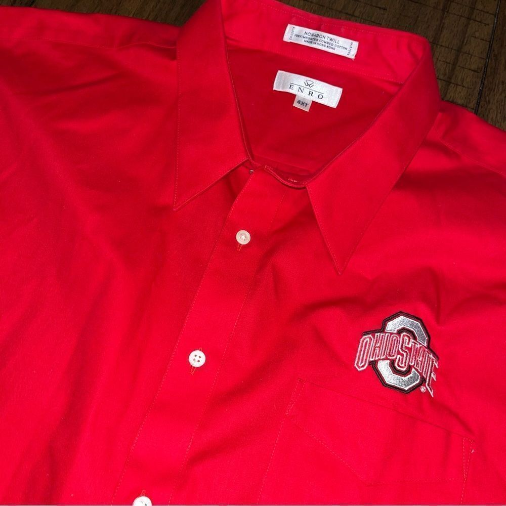 Ohio State Buckeyes Embroidered Red Dress‎ Shirt 4XT Enro No Iron Twill NWOT New